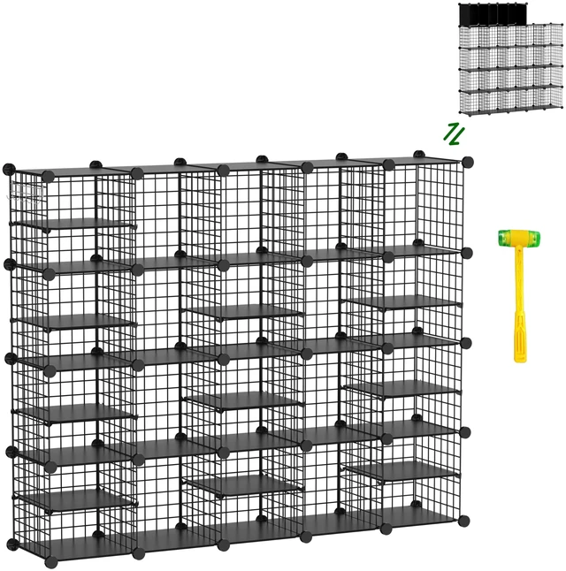 Main image of Wire Cube Storage Organizer, 20 Cubes Converted into 23 Cubes, Sturdy Metal Grids Storage Shelf Closet Shelving Units and Storage, Shelves for Bedroom LIvingroom Office