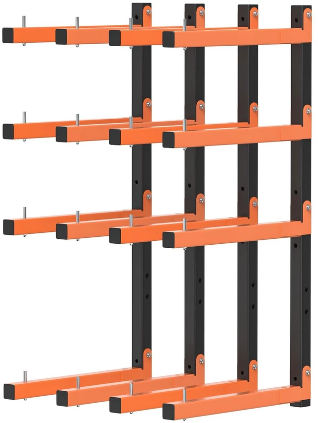 Main image of Lumber Storage Rack Wall Mount, Foldable 8-Level Wood Storage Rack | Metal, Removable & Adjustable Arm, Indoor and Outdoor Use, for Garage, Workshop, Basement