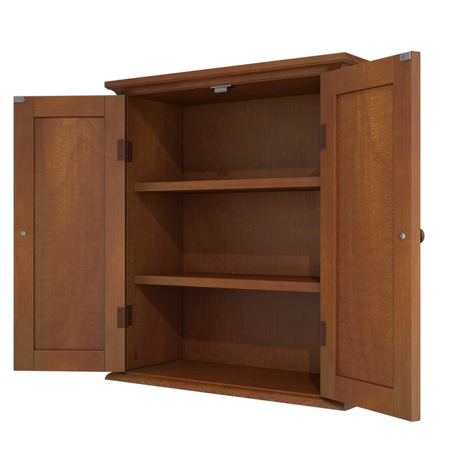 Alt view image 6 of 6 - Bathroom Wall Cabinet with 2 Doors, Over The Toilet | 8.8"D x 21.1"W x 24"H, Medicine Cabinet, Adjustable Shelves, Cupboard, Walnut