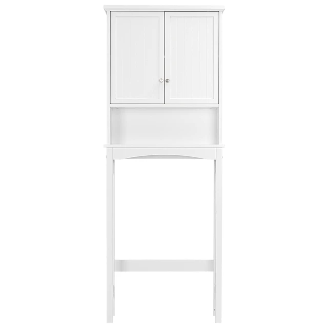 Alt view image 7 of 7 - Over the Toilet Storage Cabinet with Doors, Adjustable Shelf, White | Raised-Panel Doors, Adjustable Interior Shelf, Open Storage, Anti-Tip Device, 33-Inch Clearance, FSC-Certified Wood