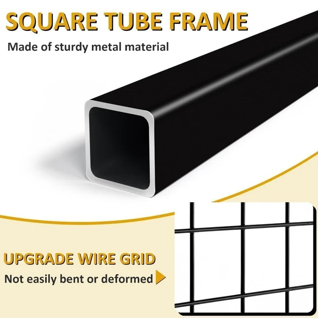 Alt view image 4 of 7 - 2 Packs 1.8' x 5.7' Grid Wall Panels Standing Wire Grid, Display Rack with T-Base Wheels Freestanding Gridwall Panel Tower for Shows, Black