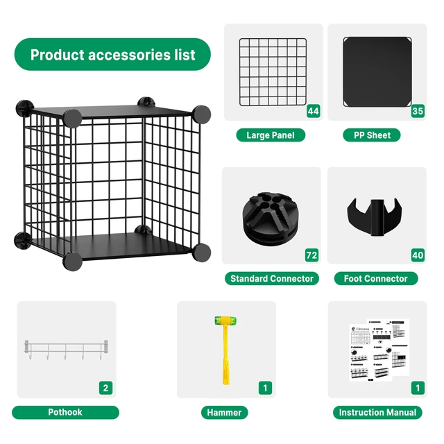 Alt view image 6 of 6 - Wire Cube Storage Organizer, 20 Cubes Converted into 23 Cubes, Sturdy Metal Grids Storage Shelf Closet Shelving Units and Storage, Shelves for Bedroom LIvingroom Office