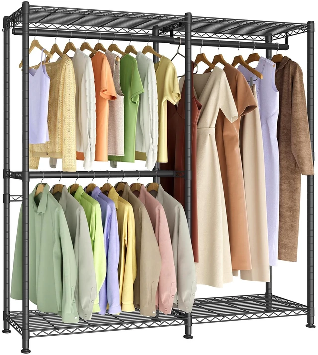 Main image of Closet Organizers and Storage, Clothes Rack with Shelves | Freestanding Wardrobe Closet for Bedroom, 65 x 15.7 x 76 inch, Ink Black, DALTEN Collection ULGR427BH01