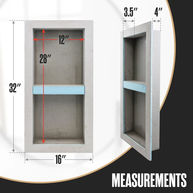 Alt view image 2 of 7 - Shower Niche, Shower Niche Insert Tile Ready, 12x28 (13x29), Prefab Box | Recessed Bathroom Storage, In Wall Shelf, Cubby Inserts, Recessed Shampoo Soap Caddy, Inset Shelves, Built In Nook
