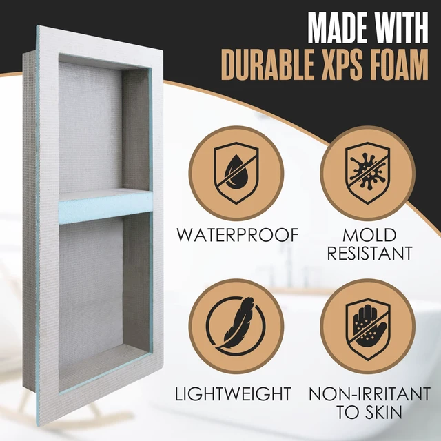 Alt view image 5 of 7 - Shower Niche, Shower Niche Insert Tile Ready, 12x28 (13x29), Prefab Box | Recessed Bathroom Storage, In Wall Shelf, Cubby Inserts, Recessed Shampoo Soap Caddy, Inset Shelves, Built In Nook