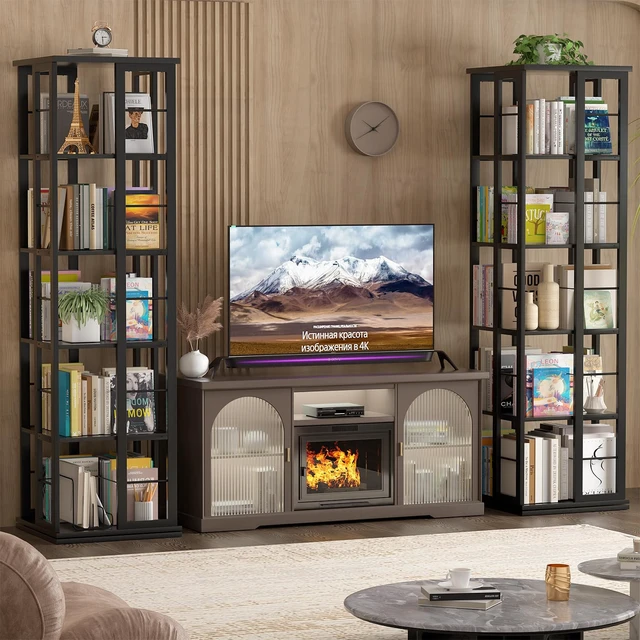Alt view image 4 of 7 - Rotating Bookshelf, Corner Bookcase, 360 Display Wood Spinning Bookshelves, Floor Standing Bookcases Narrow Shelf, 5 Tiers, Black