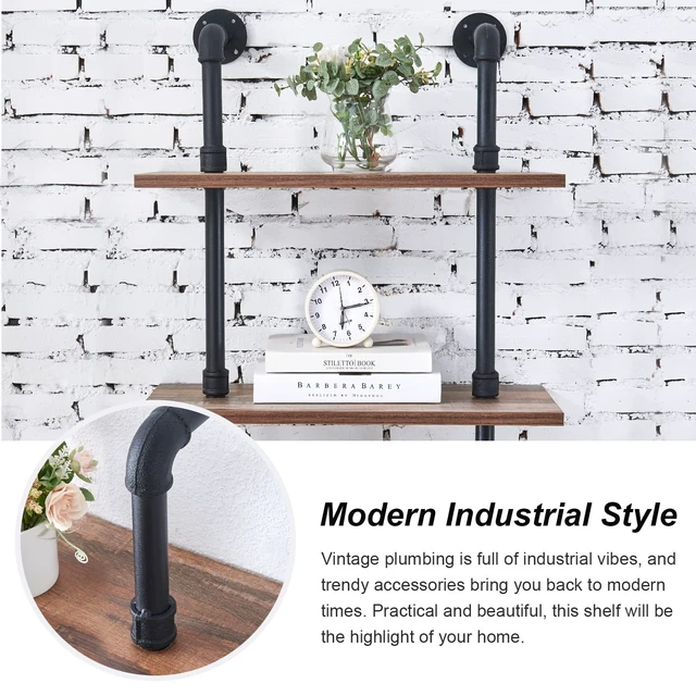 Alt view image 6 of 7 - Industrial Pipe Bookshelf,6 Tier Pipe Shelving for Living Room | Wall Mounted Pipe Shelving,Fits in Small Spaces,MDF Board with Metal Frame, Suitable for Home Office