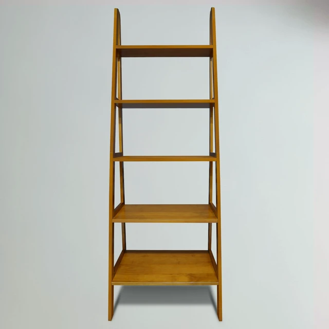 Main image of 100% Solid Wood 5-Shelf Ladder Bookcase, Standard, 72" H, Chestnut