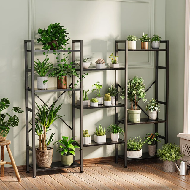 Alt view image 3 of 7 - Triple Bookshelf, Bookcase with 11 Open Display Shelves, Wide Book Shelf Book Case for Home & Office, 4 Tier, Black