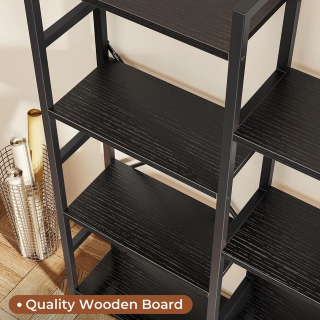 Alt view image 5 of 7 - Triple Bookshelf, Bookcase with 11 Open Display Shelves, Wide Book Shelf Book Case for Home & Office, 4 Tier, Black