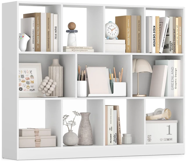Main image of Bookshelf, 12 Cubes Storage Organizer, 49.6 x 9.4 x 39.4 Inches | Storage Shelf, for Living Room, Home Office, Dining Room, Cloud White, CUSTOS Collection ULBC454W01