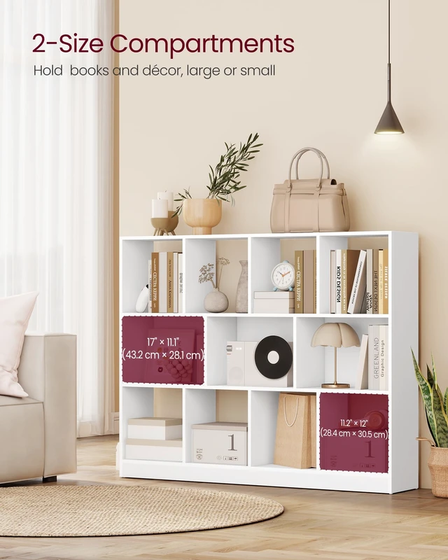 Alt view image 2 of 5 - Bookshelf, 12 Cubes Storage Organizer, 49.6 x 9.4 x 39.4 Inches | Storage Shelf, for Living Room, Home Office, Dining Room, Cloud White, CUSTOS Collection ULBC454W01