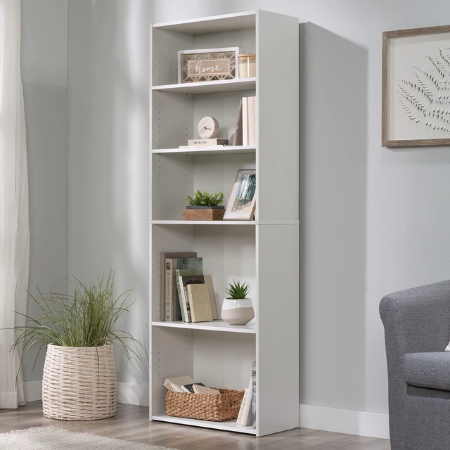 Alt view image 2 of 7 - Beginnings 5-Shelf Bookcase, Bookshelf with Adjustable Storage Shelves, in Soft White