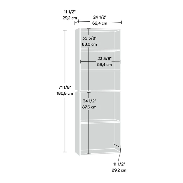 Alt view image 4 of 7 - Beginnings 5-Shelf Bookcase, Bookshelf with Adjustable Storage Shelves, in Soft White