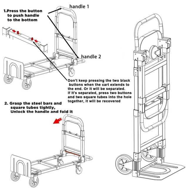 Alt view image 7 of 7 - Convertible Hand Truck Dolly Cart Heavy Duty/with 4 Wheels, 500 Lbs Load, 2 Straps for Moving Furniture/Appliance/Carton/Warehouse/Office