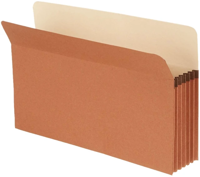 Alt view image 4 of 4 - Expanding Accordion File Folder Organizer, Legal Size, 5-1/4 Inch Expansion, Document Storage, Reinforced, Large Capacity, Red, 50-Pack, 9.5 x 14.8 Inches