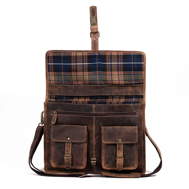 Alt view image 3 of 6 - 18 Inch Leather Briefcase Laptop Messenger Bag for Men & Women