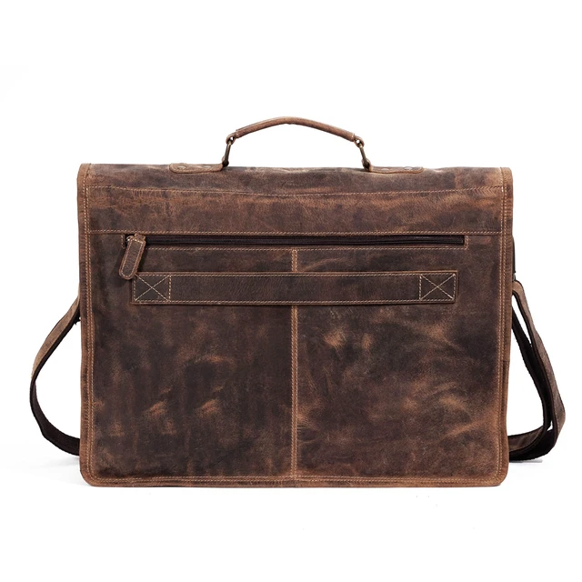 Alt view image 5 of 6 - 18 Inch Leather Briefcase Laptop Messenger Bag for Men & Women