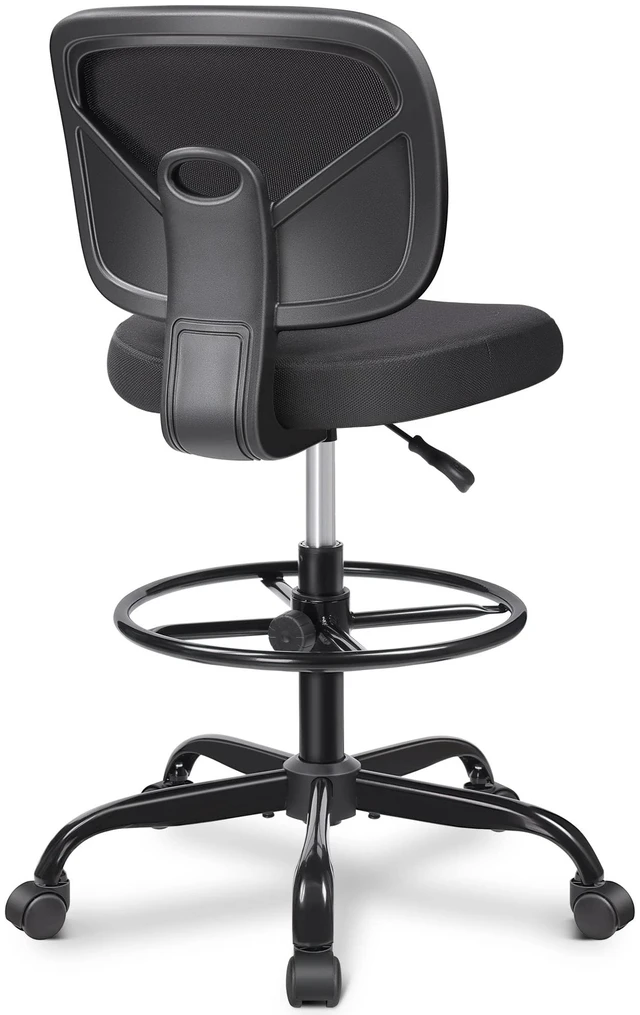 Main image of Tall Drafting Desk Chair - Armless, Adjustable Height, Mesh Back, Rolling, Standing Desk Chair for Art Room, Office or Home (Black)