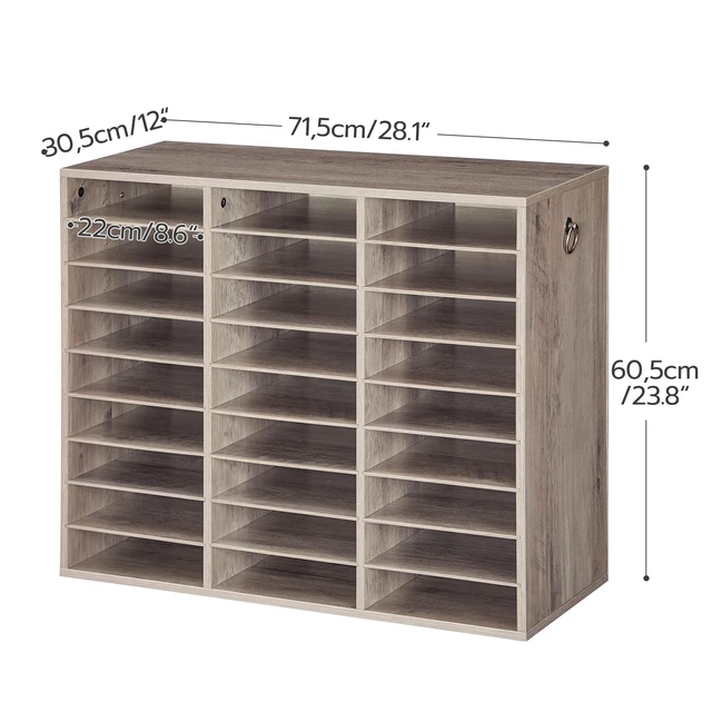 Alt view image 3 of 7 - Literature Organizer, 27 Compartments Wooden Mail Organizer, Countertop Literature Sorter with Adjustable Shelves for Home, Office, School, Student Mailbox for Classroom, Greige BG27WF01