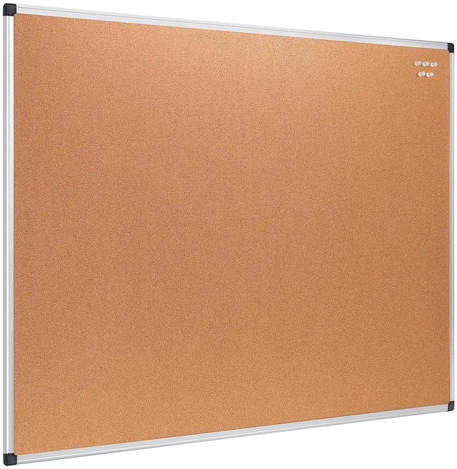 Main image of Rectangular Bulletin Board, Cork Board for Wall, Vision Board for Classroom and Office, Aluminum Frame, 35" x 47", Brown