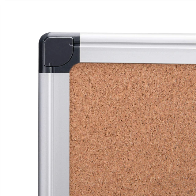 Alt view image 3 of 7 - Rectangular Bulletin Board, Cork Board for Wall, Vision Board for Classroom and Office, Aluminum Frame, 35" x 47", Brown