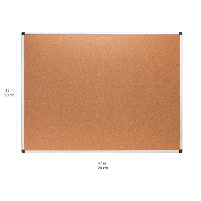 Alt view image 4 of 7 - Rectangular Bulletin Board, Cork Board for Wall, Vision Board for Classroom and Office, Aluminum Frame, 35" x 47", Brown