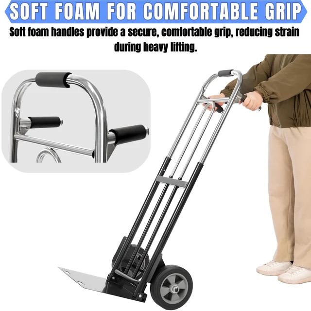 Alt view image 5 of 7 - Folding Hand Truck Dolly - 600 LB Capacity, Heavy-Duty Wheels and Compact Design for Moving Heavy Loads in Warehouses, Offices, Homes, and Shopping
