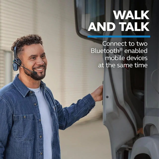 Alt view image 2 of 7 - B250-XTS Lightweight Bluetooth Headset | 91% noise canceling headset for truck drivers; lightweight adjustable headband, 20 hr talk time