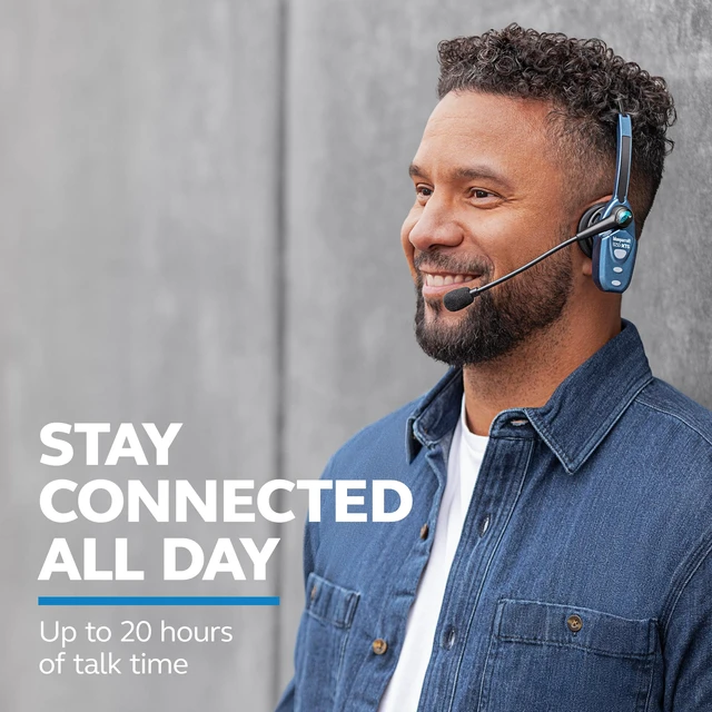 Alt view image 5 of 7 - B250-XTS Lightweight Bluetooth Headset | 91% noise canceling headset for truck drivers; lightweight adjustable headband, 20 hr talk time
