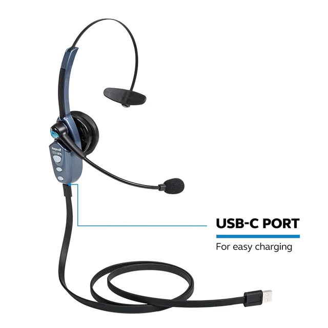 Alt view image 7 of 7 - B250-XTS Lightweight Bluetooth Headset | 91% noise canceling headset for truck drivers; lightweight adjustable headband, 20 hr talk time