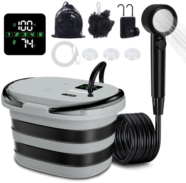 Main image of Portable Integrated Camping Shower Kit with 20L Foldable Bucket,13000mAh | Rechargeable Electric Shower Pump,IPX8 Waterproof, Strong Water Flow with Fruit Washing Mode for Camping,Beach,Pet Bath,Car
