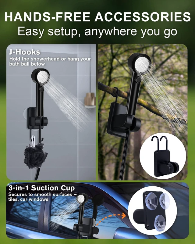 Alt view image 6 of 7 - Portable Integrated Camping Shower Kit with 20L Foldable Bucket,13000mAh | Rechargeable Electric Shower Pump,IPX8 Waterproof, Strong Water Flow with Fruit Washing Mode for Camping,Beach,Pet Bath,Car