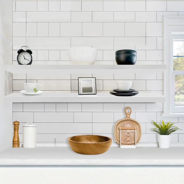 Alt view image 3 of 7 - Floating Shelves for Wall Storage (55 Inch, 2 Pack, White) | Clean display for home accents, books and collectibles; hidden brackets suit bathrooms, bedrooms and kitchens.