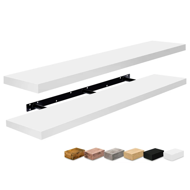 Alt view image 7 of 7 - Floating Shelves for Wall Storage (55 Inch, 2 Pack, White) | Clean display for home accents, books and collectibles; hidden brackets suit bathrooms, bedrooms and kitchens.