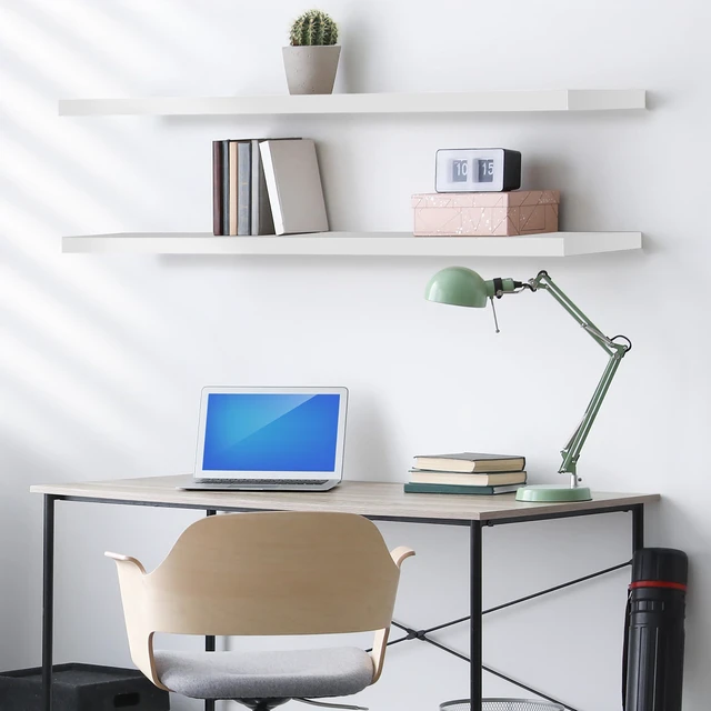 Alt view image 5 of 7 - Floating Shelves for Wall Storage (55 Inch, 2 Pack, White) | Clean display for home accents, books and collectibles; hidden brackets suit bathrooms, bedrooms and kitchens.
