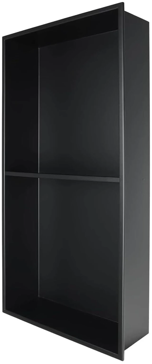 Main image of Shower Niche 24" X 12" Black, Stainless Steel Wall Niche | Double Shelves,No Tile Needed,Over Mount Installation,Recessed Shower Shelf for Bathroom Storage
