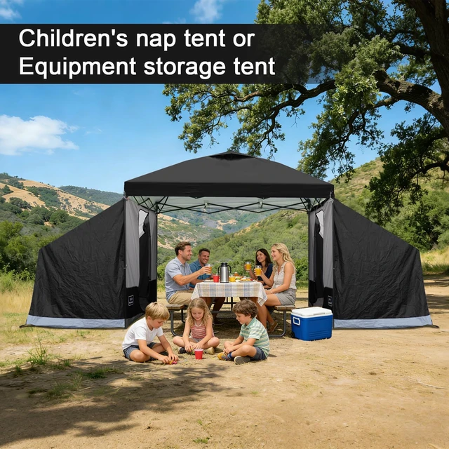 Alt view image 2 of 7 - Side Tent, Camping Tent for 10' x 10' Pop Up Canopy | Easy Set Up Gazebo, Compatible with 10' Wide Canopy Tent(Canopy Not Included), with Mesh Window for Camping, Storage