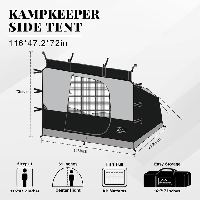 Alt view image 3 of 7 - Side Tent, Camping Tent for 10' x 10' Pop Up Canopy | Easy Set Up Gazebo, Compatible with 10' Wide Canopy Tent(Canopy Not Included), with Mesh Window for Camping, Storage