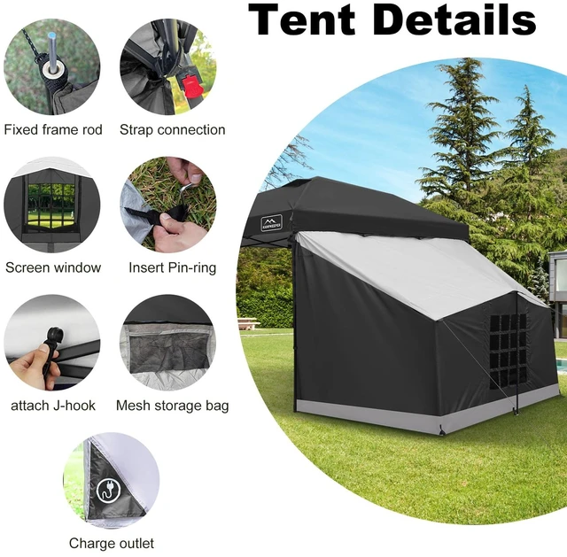 Alt view image 6 of 7 - Side Tent, Camping Tent for 10' x 10' Pop Up Canopy | Easy Set Up Gazebo, Compatible with 10' Wide Canopy Tent(Canopy Not Included), with Mesh Window for Camping, Storage