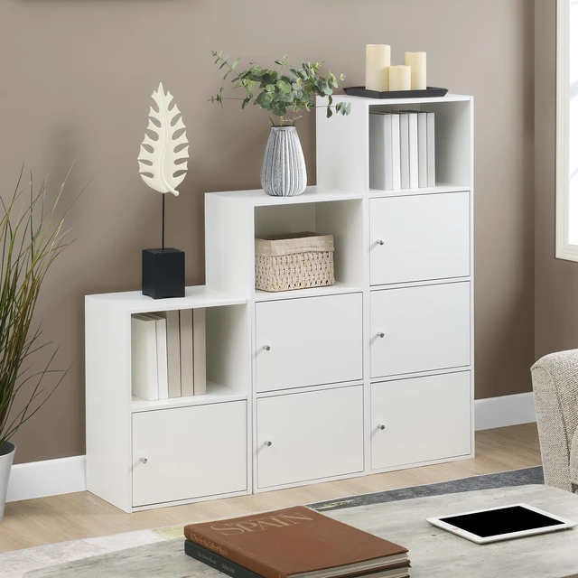 Alt view image 6 of 7 - Xtra Storage Three-Door Bookcase in White Wood Finish