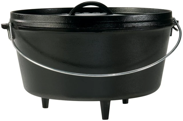 Main image of Pre-Seasoned Cast Iron Deep Camp Dutch Oven with Lid, 8 Quart | Dual Handles & Steel Handle with Strong Lid for Heavy-Duty Camping Cookware, Outdoor Use & Campfire Cooking