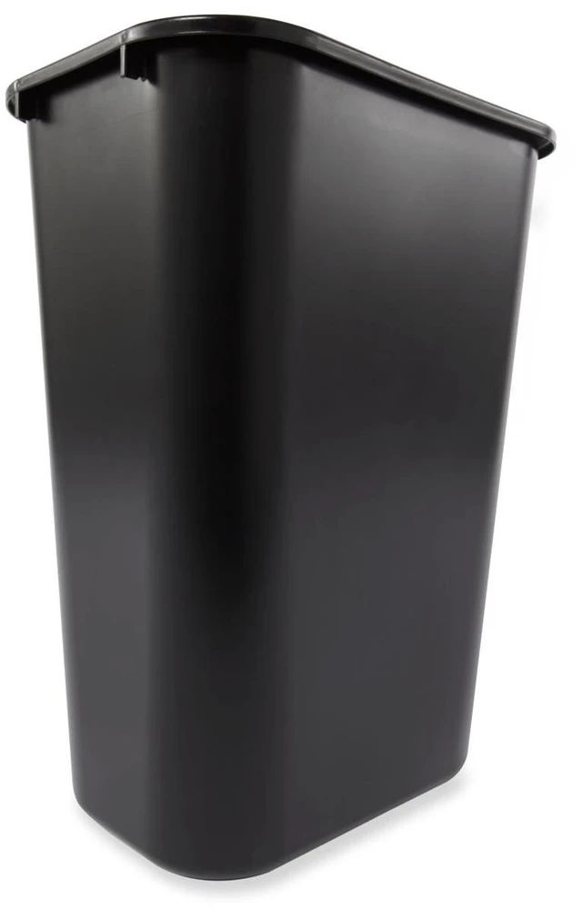 Main image of Deskside Wastebasket/Trash Can, 10.25-Gallon/41-Quart, Black, Plastic, Garbage Can for Home/Office, Fits Under Desk/Sink/Cabinet, Pack of 4