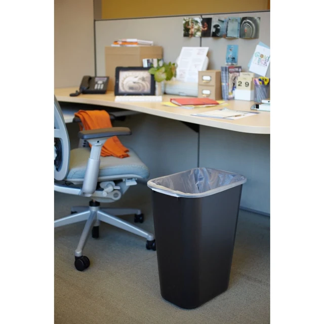Alt view image 4 of 4 - Deskside Wastebasket/Trash Can, 10.25-Gallon/41-Quart, Black, Plastic, Garbage Can for Home/Office, Fits Under Desk/Sink/Cabinet, Pack of 4