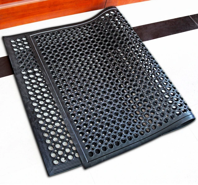 Alt view image 2 of 5 - Rubber Floor Mat, 36" x 60", Black | Commercial Grade, Grease Resistant, Anti-Fatigue