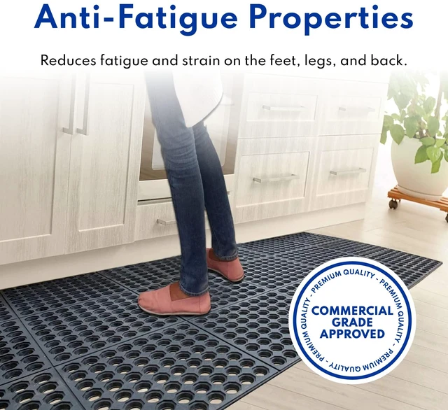 Alt view image 4 of 5 - Rubber Floor Mat, 36" x 60", Black | Commercial Grade, Grease Resistant, Anti-Fatigue