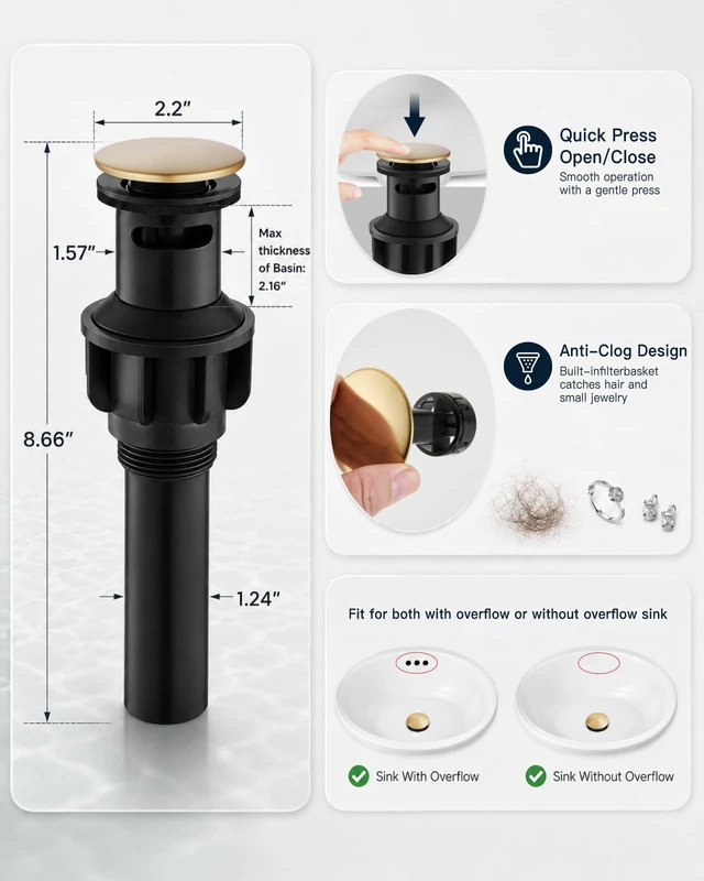 Alt view image 7 of 7 - Bathroom Faucet 3 Hole Vintage, Antique Brass, Hot Cold Label | Widespread Bathroom Sink Faucet 8 Inch 2 Cross Handles,Pop Up Drain,cUPC Supply Line,4-15.7 Install,for Vanity Farmhouse RV