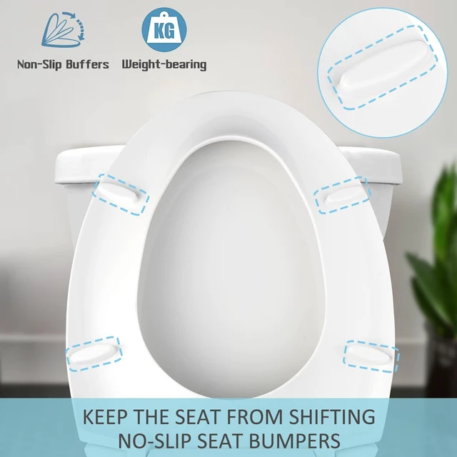 Alt view image 5 of 7 - SS114 Toilet Seat Replacement Compatible with TOTO, Elongated Soft Close | Toilet Seat for SS154/SS204/SS214/SS224, Transitional Heavy Duty Oval Toilet Seats, 2-Pack Toilet Bolts and Nuts, White