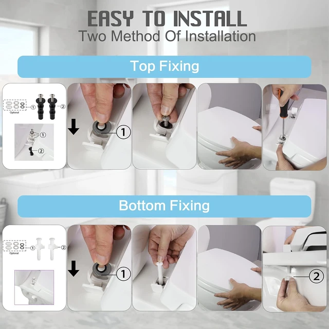 Alt view image 7 of 7 - SS114 Toilet Seat Replacement Compatible with TOTO, Elongated Soft Close | Toilet Seat for SS154/SS204/SS214/SS224, Transitional Heavy Duty Oval Toilet Seats, 2-Pack Toilet Bolts and Nuts, White