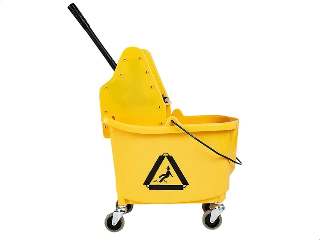 Alt view image 2 of 5 - Floor Cleaning Rectangular Mop Bucket with Sturdy Down Press Wringer Combo, 35-Quart, Yellow